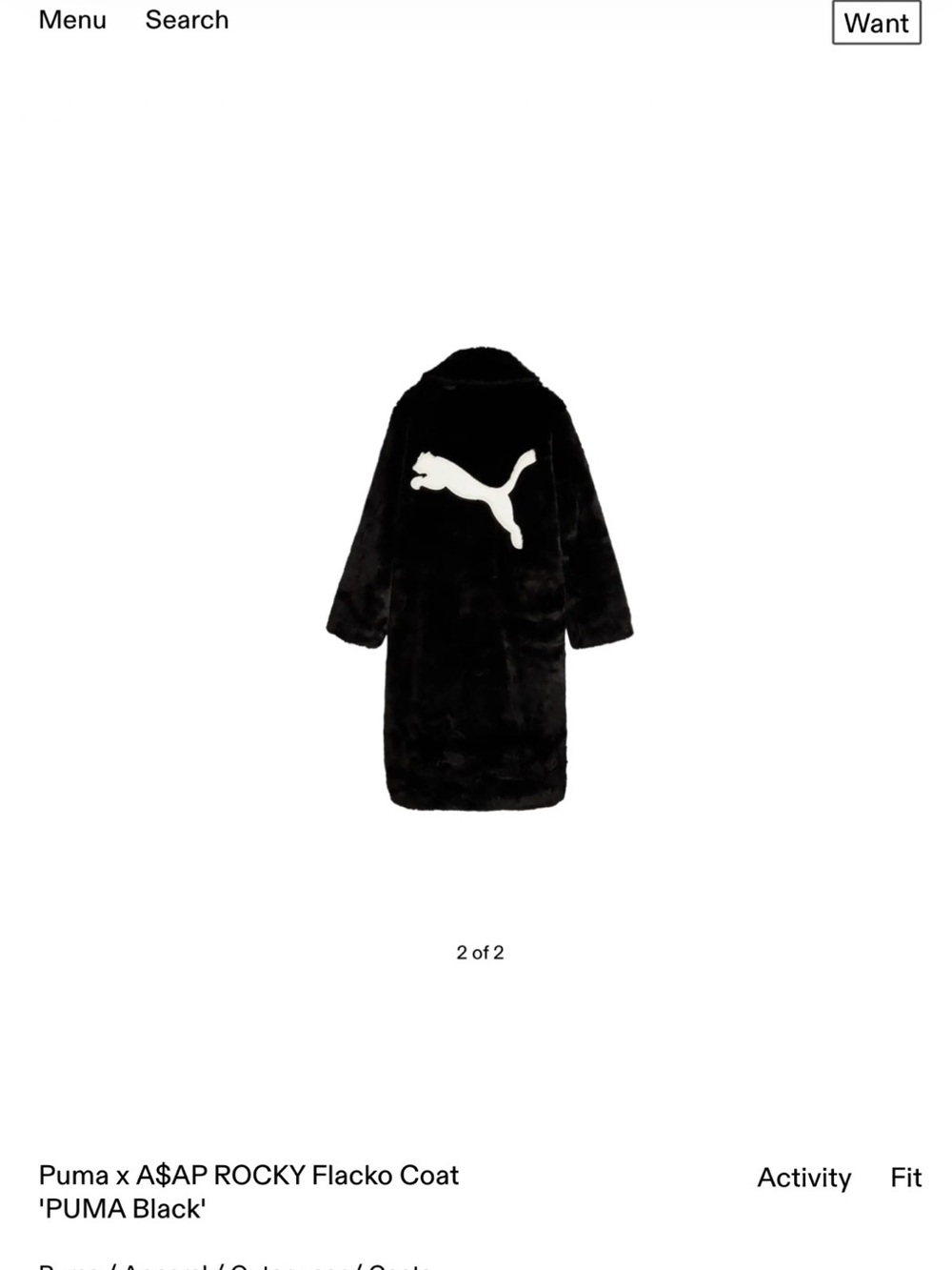 Puma x A$AP ROCKY Black Faux-Fur Flacko Coat